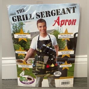 The Grill Sergeant Green Camo Apron BBQ Grilling Cooking Funny Novelty Gift New